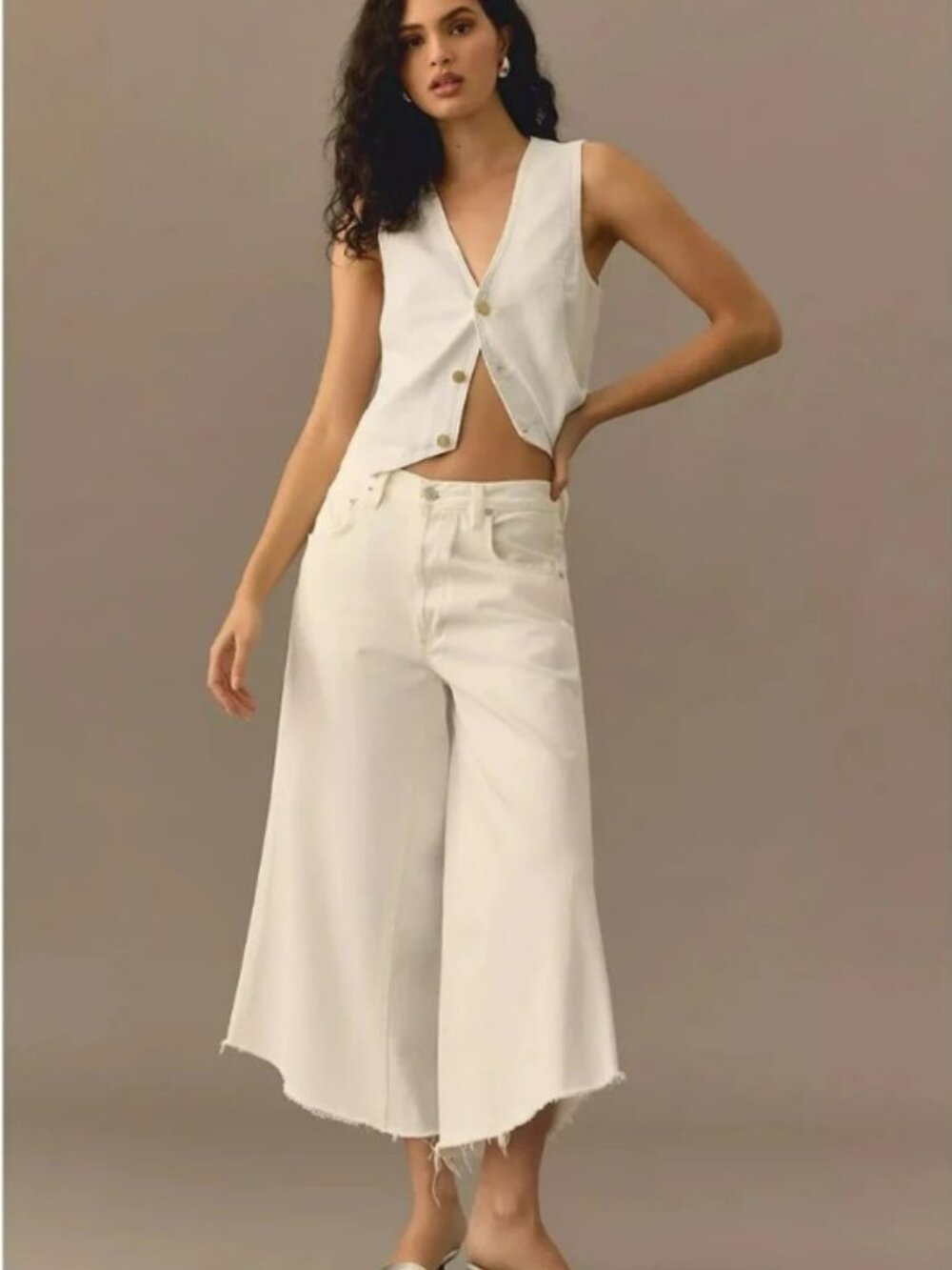 Citizens Of Humanity Tessa Wide-Leg Crop in Chirp/White sz 28 EUC